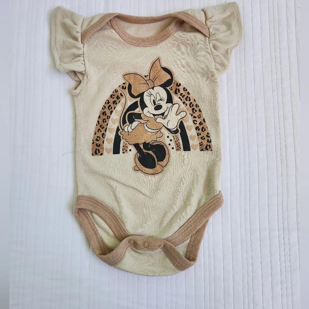 Disney Minnie Mouse Cream and Brown Baby Onesie